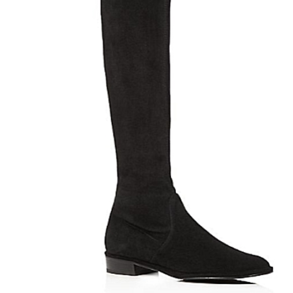 NWT Stuart Weitzman Lowland Stretch Suede Over-the-Knee Boots Black 7.5 - Picture 2 of 8